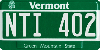 VT license plate NTI402