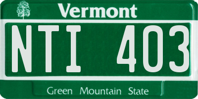 VT license plate NTI403