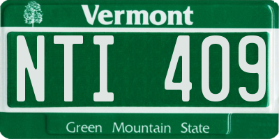 VT license plate NTI409