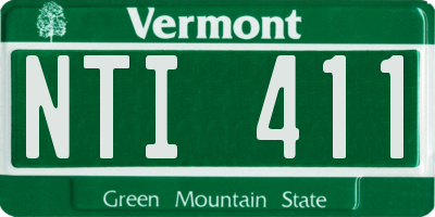 VT license plate NTI411