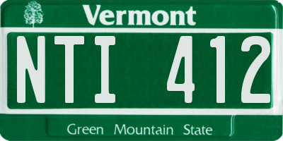 VT license plate NTI412