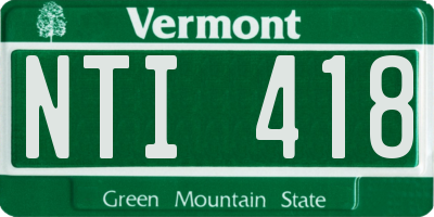 VT license plate NTI418