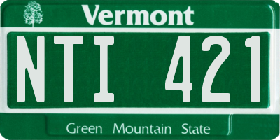 VT license plate NTI421
