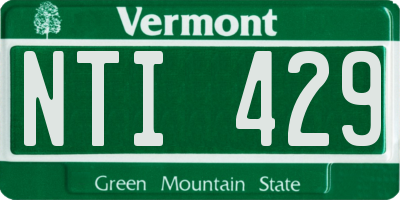 VT license plate NTI429