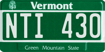 VT license plate NTI430