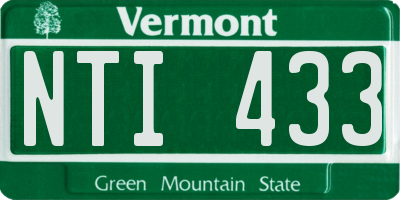 VT license plate NTI433