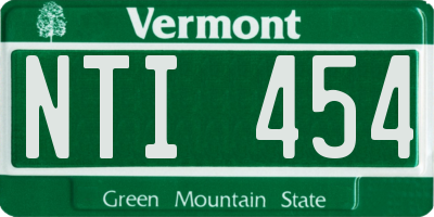 VT license plate NTI454