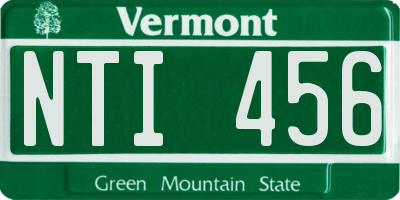 VT license plate NTI456