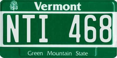 VT license plate NTI468