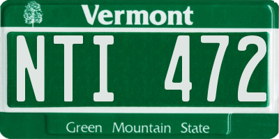 VT license plate NTI472