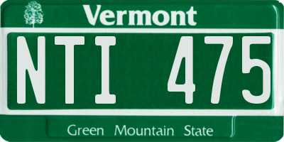 VT license plate NTI475