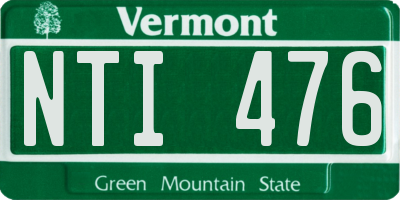 VT license plate NTI476