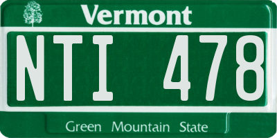 VT license plate NTI478