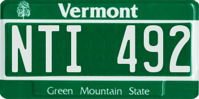 VT license plate NTI492