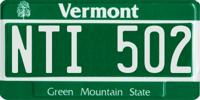 VT license plate NTI502