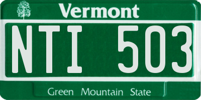 VT license plate NTI503