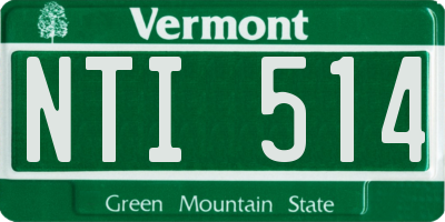 VT license plate NTI514