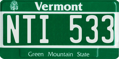 VT license plate NTI533