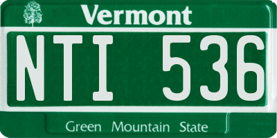 VT license plate NTI536