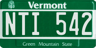 VT license plate NTI542