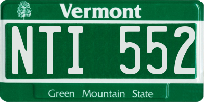 VT license plate NTI552