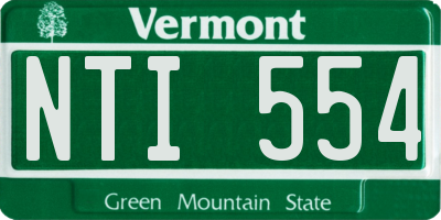 VT license plate NTI554