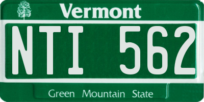 VT license plate NTI562