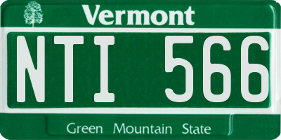 VT license plate NTI566