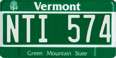 VT license plate NTI574