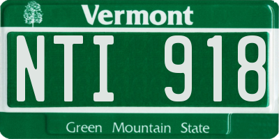 VT license plate NTI918