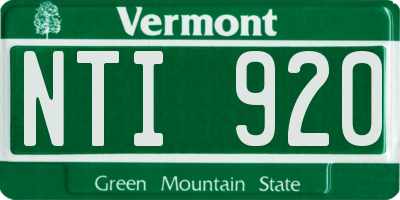 VT license plate NTI920