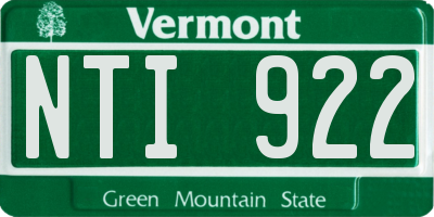 VT license plate NTI922