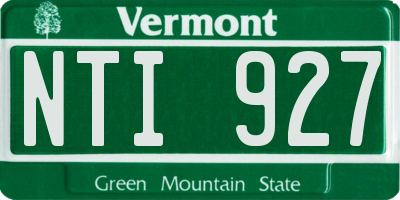 VT license plate NTI927