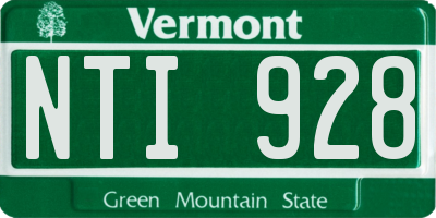 VT license plate NTI928