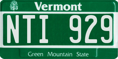 VT license plate NTI929