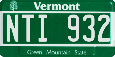 VT license plate NTI932