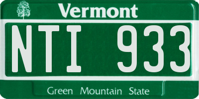 VT license plate NTI933