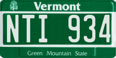 VT license plate NTI934