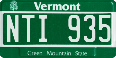 VT license plate NTI935