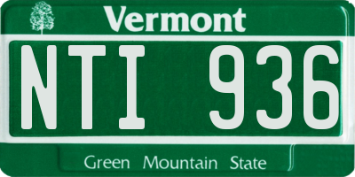 VT license plate NTI936