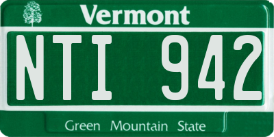 VT license plate NTI942