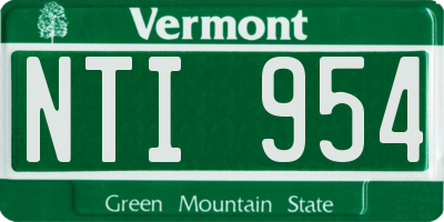 VT license plate NTI954