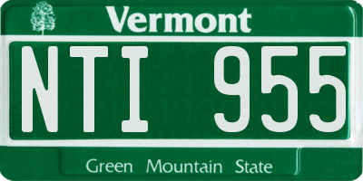 VT license plate NTI955