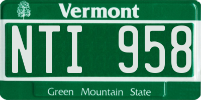 VT license plate NTI958
