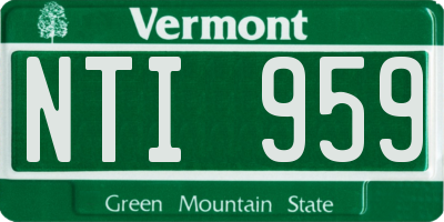 VT license plate NTI959