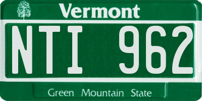 VT license plate NTI962