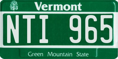 VT license plate NTI965