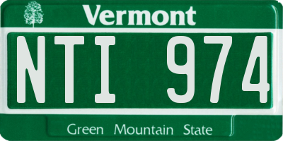 VT license plate NTI974