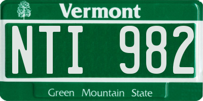 VT license plate NTI982