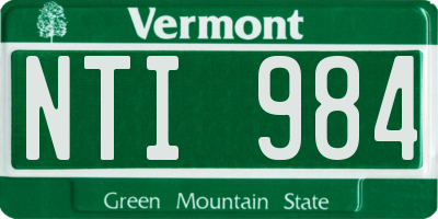 VT license plate NTI984